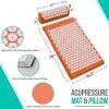 imageSivan Health and Fitness Acupressure Mat and Pillow Set  Grounding Mat for Stress Back ampamp Neck Pain  Acupuncture Point Massage Mat for Muscle Relaxation Sciatica ampamp Meditation  Includes Carry BagOrangeWhite