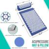 imageSivan Health and Fitness Acupressure Mat and Pillow Set  Grounding Mat for Stress Back ampamp Neck Pain  Acupuncture Point Massage Mat for Muscle Relaxation Sciatica ampamp Meditation  Includes Carry BagBlueWhite