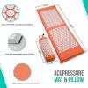 imageSivan Health and Fitness Acupressure Mat and Pillow Set  Grounding Mat for Stress Back ampamp Neck Pain  Acupuncture Point Massage Mat for Muscle Relaxation Sciatica ampamp Meditation  Includes Carry BagOrangeWhite