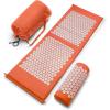 imageSivan Health and Fitness Acupressure Mat and Pillow Set  Grounding Mat for Stress Back ampamp Neck Pain  Acupuncture Point Massage Mat for Muscle Relaxation Sciatica ampamp Meditation  Includes Carry BagOrangeWhite