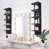 imageSorbus LED Light Display Shelf  Vertical 5 Tier Wall Shelf Unit with 2 Hooks Column Utility Shelving for Home Decor WallMounted Floating Shelves for Bathroom Bedroom Vanity Figurine DisplayBlack