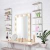 imageSorbus LED Light Display Shelf  Vertical 5 Tier Wall Shelf Unit with 2 Hooks Column Utility Shelving for Home Decor WallMounted Floating Shelves for Bathroom Bedroom Vanity Figurine DisplayWhite
