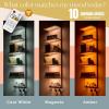 imageSorbus LED Light Display Shelf  Vertical 5 Tier Wall Shelf Unit with 2 Hooks Column Utility Shelving for Home Decor WallMounted Floating Shelves for Bathroom Bedroom Vanity Figurine DisplayWhite