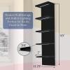 imageSorbus LED Light Display Shelf  Vertical 5 Tier Wall Shelf Unit with 2 Hooks Column Utility Shelving for Home Decor WallMounted Floating Shelves for Bathroom Bedroom Vanity Figurine DisplayBlack