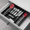imageSorbus Silverware Organizer  Expandable Kitchen Drawer Organizer Non Slip Adjustable Utensil Organizer Cutlery Tray for Forks Knives Spoons  Multipurpose Flatware and Kitchen Storage SolutionBlack