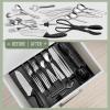 imageSorbus Silverware Organizer  Expandable Kitchen Drawer Organizer Non Slip Adjustable Utensil Organizer Cutlery Tray for Forks Knives Spoons  Multipurpose Flatware and Kitchen Storage SolutionBlack