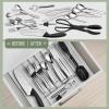 imageSorbus Silverware Organizer  Expandable Kitchen Drawer Organizer Non Slip Adjustable Utensil Organizer Cutlery Tray for Forks Knives Spoons  Multipurpose Flatware and Kitchen Storage SolutionClear