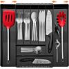 imageSorbus Silverware Organizer  Expandable Kitchen Drawer Organizer Non Slip Adjustable Utensil Organizer Cutlery Tray for Forks Knives Spoons  Multipurpose Flatware and Kitchen Storage SolutionBlack