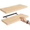 imageSorbus Wood Floating Shelves for Wall  16 Solid Wood Wall Shelves for Bathroom Decor Books Bedroom ampamp Living Room  Set of 2 Walnut Wall Mounted Kitchen Shelves  Durable Solid PineNatural