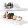 imageSorbus Wood Floating Shelves for Wall  16 Solid Wood Wall Shelves for Bathroom Decor Books Bedroom ampamp Living Room  Set of 2 Walnut Wall Mounted Kitchen Shelves  Durable Solid PineWhite