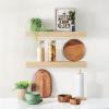 imageSorbus Wood Floating Shelves for Wall  16 Solid Wood Wall Shelves for Bathroom Decor Books Bedroom ampamp Living Room  Set of 2 Walnut Wall Mounted Kitchen Shelves  Durable Solid PineNatural