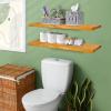imageSorbus Wood Floating Shelves for Wall  16 Solid Wood Wall Shelves for Bathroom Decor Books Bedroom ampamp Living Room  Set of 2 Walnut Wall Mounted Kitchen Shelves  Durable Solid PineMaple Wood