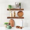 imageSorbus Wood Floating Shelves for Wall  16 Solid Wood Wall Shelves for Bathroom Decor Books Bedroom ampamp Living Room  Set of 2 Walnut Wall Mounted Kitchen Shelves  Durable Solid PineWalnut