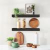 imageSorbus Wood Floating Shelves for Wall  16 Solid Wood Wall Shelves for Bathroom Decor Books Bedroom ampamp Living Room  Set of 2 Walnut Wall Mounted Kitchen Shelves  Durable Solid PineBlack