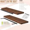 imageSorbus Wood Floating Shelves for Wall  16 Solid Wood Wall Shelves for Bathroom Decor Books Bedroom ampamp Living Room  Set of 2 Walnut Wall Mounted Kitchen Shelves  Durable Solid PineWalnut