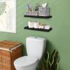 imageSorbus Wood Floating Shelves for Wall  16 Solid Wood Wall Shelves for Bathroom Decor Books Bedroom ampamp Living Room  Set of 2 Walnut Wall Mounted Kitchen Shelves  Durable Solid PineBlack