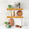 imageSorbus Wood Floating Shelves for Wall  16 Solid Wood Wall Shelves for Bathroom Decor Books Bedroom ampamp Living Room  Set of 2 Walnut Wall Mounted Kitchen Shelves  Durable Solid PineMaple Wood
