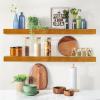 imageSorbus Wood Floating Shelves for Wall  16 Solid Wood Wall Shelves for Bathroom Decor Books Bedroom ampamp Living Room  Set of 2 Walnut Wall Mounted Kitchen Shelves  Durable Solid PineMaple Wood