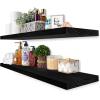 imageSorbus Wood Floating Shelves for Wall  16 Solid Wood Wall Shelves for Bathroom Decor Books Bedroom ampamp Living Room  Set of 2 Walnut Wall Mounted Kitchen Shelves  Durable Solid PineBlack