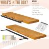 imageSorbus Wood Floating Shelves for Wall  16 Solid Wood Wall Shelves for Bathroom Decor Books Bedroom ampamp Living Room  Set of 2 Walnut Wall Mounted Kitchen Shelves  Durable Solid PineMaple Wood