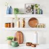 imageSorbus Wood Floating Shelves for Wall  16 Solid Wood Wall Shelves for Bathroom Decor Books Bedroom ampamp Living Room  Set of 2 Walnut Wall Mounted Kitchen Shelves  Durable Solid PineWhite