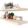 imageSorbus Wood Floating Shelves for Wall  16 Solid Wood Wall Shelves for Bathroom Decor Books Bedroom ampamp Living Room  Set of 2 Walnut Wall Mounted Kitchen Shelves  Durable Solid PineNatural
