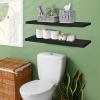 imageSorbus Wood Floating Shelves for Wall  16 Solid Wood Wall Shelves for Bathroom Decor Books Bedroom ampamp Living Room  Set of 2 Walnut Wall Mounted Kitchen Shelves  Durable Solid PineBlack