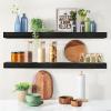 imageSorbus Wood Floating Shelves for Wall  16 Solid Wood Wall Shelves for Bathroom Decor Books Bedroom ampamp Living Room  Set of 2 Walnut Wall Mounted Kitchen Shelves  Durable Solid PineBlack