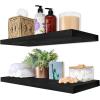 imageSorbus Wood Floating Shelves for Wall  16 Solid Wood Wall Shelves for Bathroom Decor Books Bedroom ampamp Living Room  Set of 2 Walnut Wall Mounted Kitchen Shelves  Durable Solid PineBlack
