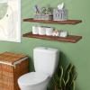 imageSorbus Wood Floating Shelves for Wall  16 Solid Wood Wall Shelves for Bathroom Decor Books Bedroom ampamp Living Room  Set of 2 Walnut Wall Mounted Kitchen Shelves  Durable Solid PineWalnut