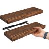 imageSorbus Wood Floating Shelves for Wall  16 Solid Wood Wall Shelves for Bathroom Decor Books Bedroom ampamp Living Room  Set of 2 Walnut Wall Mounted Kitchen Shelves  Durable Solid PineWalnut