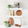 imageSorbus Wood Floating Shelves for Wall  16 Solid Wood Wall Shelves for Bathroom Decor Books Bedroom ampamp Living Room  Set of 2 Walnut Wall Mounted Kitchen Shelves  Durable Solid PineWhite