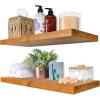 imageSorbus Wood Floating Shelves for Wall  16 Solid Wood Wall Shelves for Bathroom Decor Books Bedroom ampamp Living Room  Set of 2 Walnut Wall Mounted Kitchen Shelves  Durable Solid PineMaple Wood
