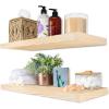 imageSorbus Wood Floating Shelves for Wall  16 Solid Wood Wall Shelves for Bathroom Decor Books Bedroom ampamp Living Room  Set of 2 Walnut Wall Mounted Kitchen Shelves  Durable Solid PineNatural
