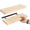 imageSorbus Wood Floating Shelves for Wall  16 Solid Wood Wall Shelves for Bathroom Decor Books Bedroom ampamp Living Room  Set of 2 Walnut Wall Mounted Kitchen Shelves  Durable Solid PineNatural
