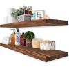 imageSorbus Wood Floating Shelves for Wall  16 Solid Wood Wall Shelves for Bathroom Decor Books Bedroom ampamp Living Room  Set of 2 Walnut Wall Mounted Kitchen Shelves  Durable Solid PineWalnut