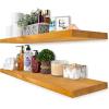 imageSorbus Wood Floating Shelves for Wall  16 Solid Wood Wall Shelves for Bathroom Decor Books Bedroom ampamp Living Room  Set of 2 Walnut Wall Mounted Kitchen Shelves  Durable Solid PineMaple Wood