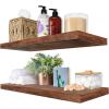 imageSorbus Wood Floating Shelves for Wall  16 Solid Wood Wall Shelves for Bathroom Decor Books Bedroom ampamp Living Room  Set of 2 Walnut Wall Mounted Kitchen Shelves  Durable Solid PineWalnut