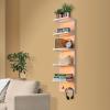imageSorbus LED Light Display Shelf  Vertical 5 Tier Wall Shelf Unit with 2 Hooks Column Utility Shelving for Home Decor WallMounted Floating Shelves for Bathroom Bedroom Vanity Figurine DisplayWhite