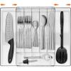 imageSorbus Silverware Organizer  Expandable Kitchen Drawer Organizer Non Slip Adjustable Utensil Organizer Cutlery Tray for Forks Knives Spoons  Multipurpose Flatware and Kitchen Storage SolutionClear