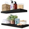 imageSorbus Wood Floating Shelves for Wall  16 Solid Wood Wall Shelves for Bathroom Decor Books Bedroom ampamp Living Room  Set of 2 Walnut Wall Mounted Kitchen Shelves  Durable Solid PineBlack