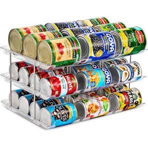 imageSorbus 3Tier Can Organizer for Pantry  Stackable Can Storage Organizer for Kitchen Cabinet Can Rack Organizer for Pantry Shelf Canned Food Dispenser with Rolling Design Adjustable 2 or 3 Tiers