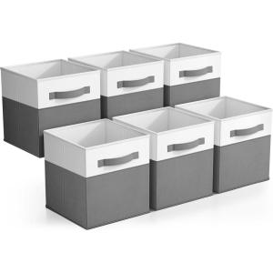 imageSorbus Foldable Storage Bins  6Pack Fabric Storage Cubes 11Inch Cube Organizer Bins for Closet Shelves and Cubby Storage  Collapsible Cloth Storage Baskets for Home OrganizationGray