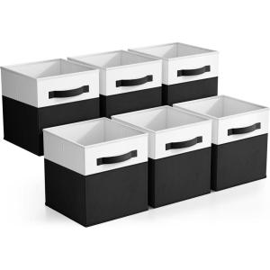 imageSorbus Foldable Storage Bins  6Pack Fabric Storage Cubes 11Inch Cube Organizer Bins for Closet Shelves and Cubby Storage  Collapsible Cloth Storage Baskets for Home OrganizationBlack