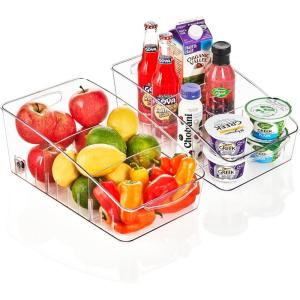 imageSorbus Fridge Organizer on Wheels  Rolling Fridge Organizers and Storage Clear Design with Dividers ampamp Handles for Kitchen Organization and Storage  Refrigerator Organizer Bins ampamp Pantry Storage BinsMedium  2 Pack