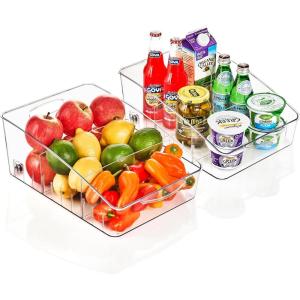 imageSorbus Fridge Organizer on Wheels  Rolling Fridge Organizers and Storage Clear Design with Dividers ampamp Handles for Kitchen Organization and Storage  Refrigerator Organizer Bins ampamp Pantry Storage BinsLarge  2 Pack