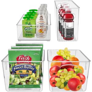 imageSorbus Plastic Storage Bins Stackable Clear Pantry Organizer Box Bin for Organizing Kitchen Fridge Food Snack Pantry Fruit Vegetables Bathroom Wide ampamp Narrow Deep Container Set