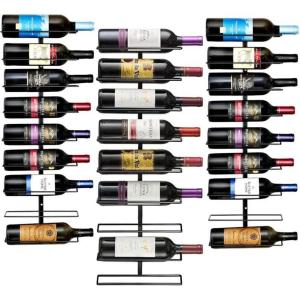 imageSorbus Wall Mount Wine Rack Holds 27 Bottles  Wine Rack Wall Mounted for Wine Bottles Liquor Champagne Black Metal Wine Bottle Holder for Home Bar Wine Kitchen Storage3 Pack