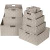 imageSorbus Set of 9 Storage Baskets for Organizing Mesh HandWoven Design Linen Closet Organizers and Storage Organizer Storage Baskets for Shelves Variety Pack Organizers and Storage WhiteBeige