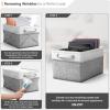 imageSorbus Fabric Storage Bins for Shelves  15 Inch Sturdy Collapsible Storage Bins with 2 Handles Foldable Baskets for Organizing Home Closets Shelf Toys Clothes Large Decorative Storage BasketsGreyWhite